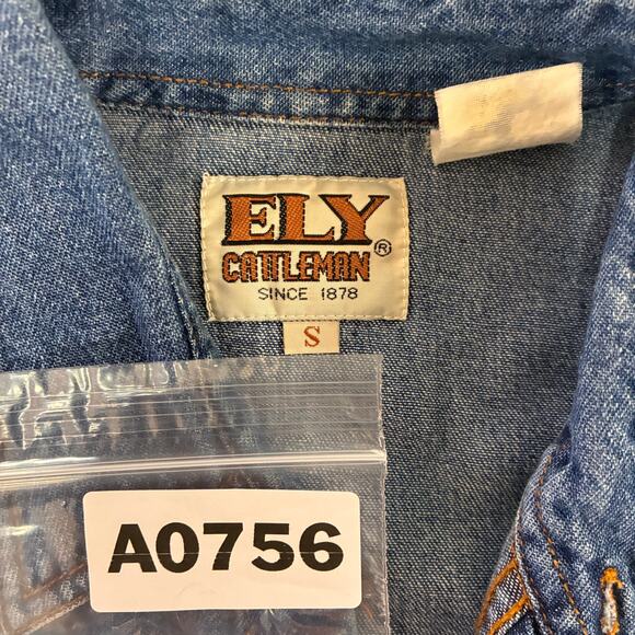 Ely Cattleman S Mens Long Sleeve Cowboy Western Shirt Blue Pearl Snap Rodeo - Picture 3 of 7